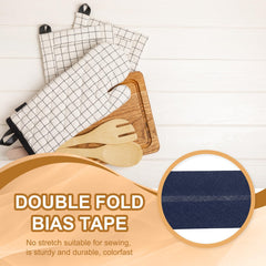 YELARXI Double Fold Bias Tape for Sewing, Quilt Binding Cotton Bias Tape Double Fold 1 Inch 25 Yards Fit for Hemming Seaming DIY Crafts Piping - (Dark Blue)