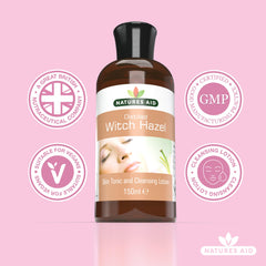 Natures Aid Distilled Witch Hazel 150ml - Natural Skin Care - Gentle Astringent Hydrates & Cleanses, Soothes Irritation - Promotes Healthy Skin Tone - Vegan, Gluten Free, Non-GMO - Anti-inflammatory
