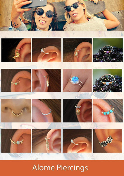 Thin 14k Gold Filled Tiny Nose Ring Hoop - 2 mm White Opal piercing Nose Hoop - 24 gauge very Thin Nose Hoop Tiny Piercings Nose Rings hoop - Opal nose rings