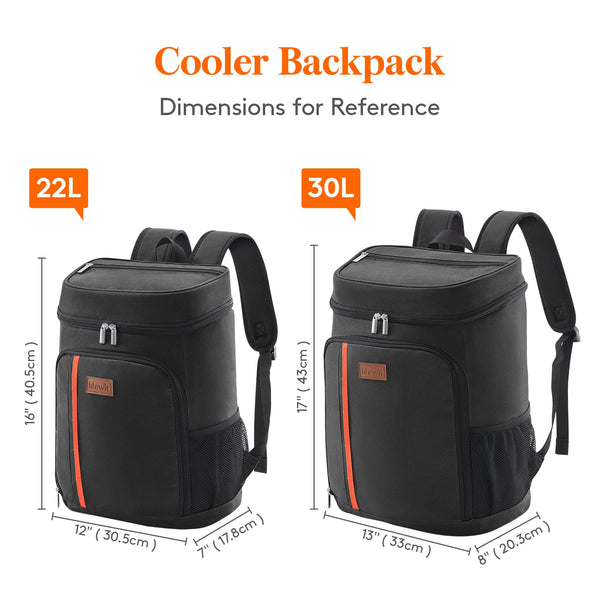 Lifewit 30 Cans Backpack Cooler Waterproof Insulated Soft Lunch Cooler Backpack Lightweight Leakproof Cooler Bag for Men Women Adults for Work Picnics Beach Camping Travel Outdoor Activities, Black