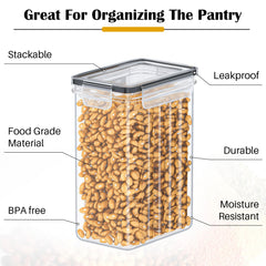 Food Dispensers Storage Jars Set of 24 - Airtight Storage Box with Lid, Kitchen Organiser for Flour, Sugar, Cereal & More, Includes Labels & Markers, for Kitchen & Fridge, 42 L