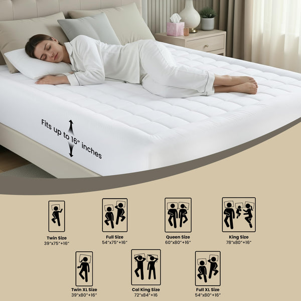 Premium Mattress Pad (Queen) - Micro Plush Ultra Soft and Overfilled Mattress Topper by Utopia Bedding