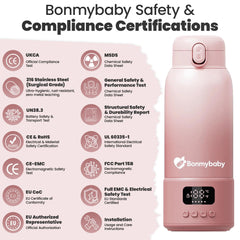 PRO Smart Portable Baby Bottle Warmer for Milk & Water Cozy Care | 500ml Large Capacity | 16,000mAh Long Lasting Power | 45W Ultra-Fast Charging | Precise Heating | Deep Cleaning Brush | Dream Pink