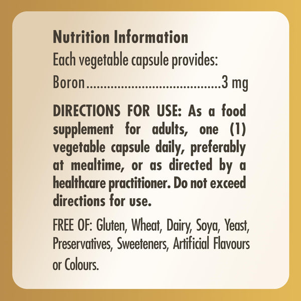 Solgar Boron 3 Mg Vegetable Capsules - Food Supplement, 100 Capsules (Pack of 1) - Vegan, Gluten Free
