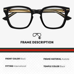 Gucci GG0184O Square Shape Eyeglasses + Bundle with eSHADES Luxury Eyewear Kit, Black, 50 mm