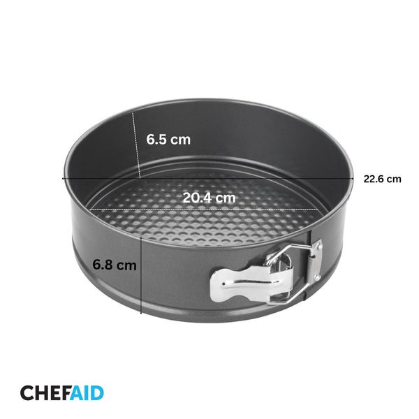 Chef Aid Non-Stick Spring Form Cake Tin, Round Cake pan with Loose Base for Easy Release, Fridge and Freezer Safe,Grey, 22.6 x 6.8 cm