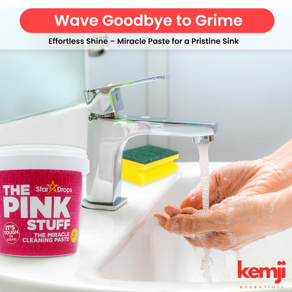 Kemji Essentials Large Pink Stuff Paste Non-Toxic All Purpose Household Cleaner with Gloves and Sponge | Natural & Eco-Friendly