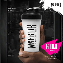 Warrior Protein Shaker Bottle, 600ml with Wire Mixball Blender – Leakproof Clear Gym Bottle for Mixing Whey Protein Shake, Smoothies, Milkshake, Juice, Supplement Drinks – BPA Free, Dishwasher Safe