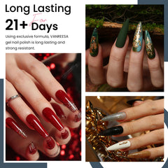 VANREESA Gel Nail Kit, 12 Colours Gel Nail Polish Set with Lamp Starter Kit Gold Red Green Gels Polish Set Manicure Tools Nails Salon DIY at Home Gifts for Women
