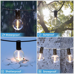Svater Outdoor String Lights Main Powered 200FT, 60M Linkable Festoon Lights 104 LED G40 Plastic Bulbs Waterppoof IP45 Garden Lights for Patio Backyard Party Wedding Cafe