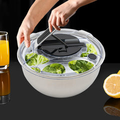 Salad Spinner Stainless Steel with Colander Basket, Handle and Lid, Quick Dry Design, Easy Drain System, Non-Slip Base, 3.5litre Lettuce Spinner Fruits Vegetable Washer Dryer