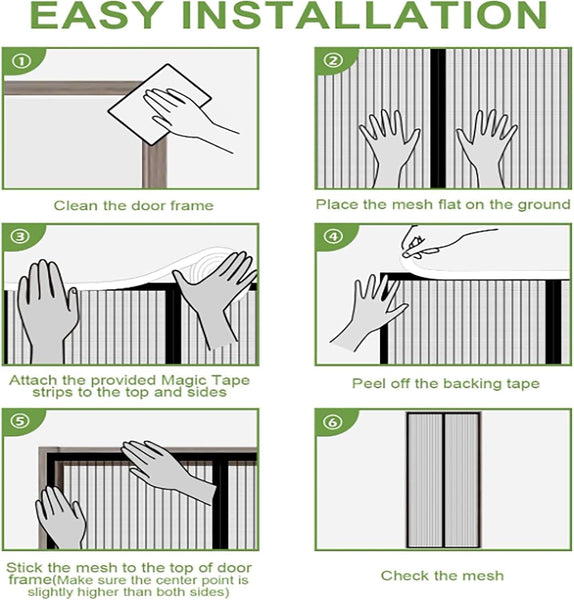 Magnetic Insect Door Mesh Screen, Heavy Duty Insect Screen Door, Magnetic Automatic Closing, Easy to Install, Suitable for All Kinds of Doors and Windows