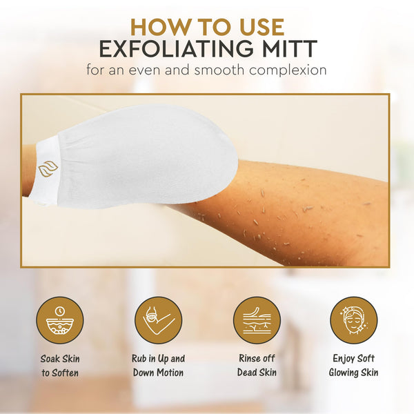 Mirak naturals 2 Exfoliating Gloves - SPA Hammam Body Scrubber - Fake Tan Remover Exfoliator Mitts