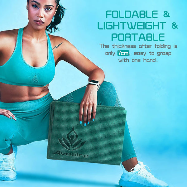 Avoalre Travel Yoga Mat Non Slip Foldable Portable Gym Mat Fitness Training Pilates Exercise Mat Workout for Women Men