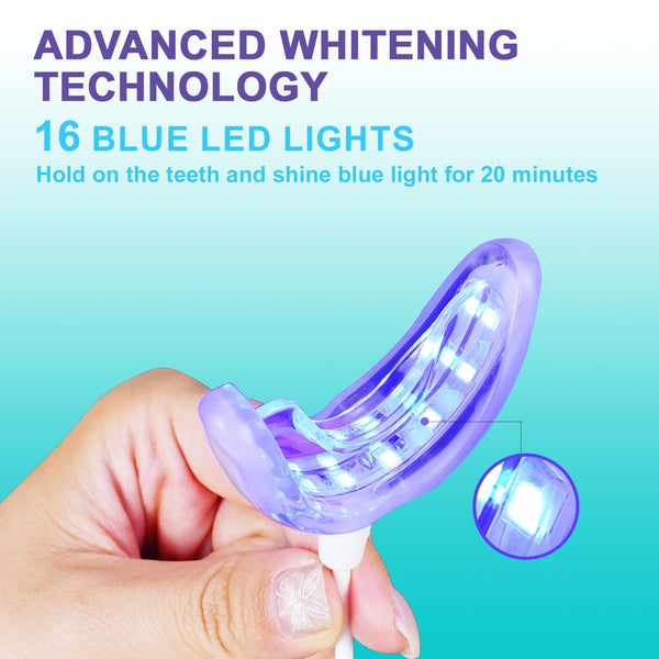Riatanxi LED Teeth Whitening Kit: Blue Light Teeth Whitener with Bleaching Gel - Effectively Removes Stains from Coffee, Tea & Smoking - Safe, Fast, and Gentle for Sensitive Teeth