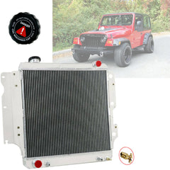 Cubauto 3 Row Aluminum Radiator Compatible For 87-06 Jeep Wrangler YJ/TJ 2.4L 2.5L 4.2L 4.0L 3 Core Radiators