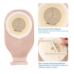 Heagimed 20 Pack Stoma Bags, 15-60mm One-Piece Drainable Stoma Bag with Exhaust and Deodorising Holes Closure for Ileostomy Stoma Care (Including 20 X Aromatherapy Tablets)