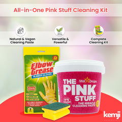 Kemji Essentials Large Pink Stuff Paste Non-Toxic All Purpose Household Cleaner with Gloves and Sponge | Natural & Eco-Friendly