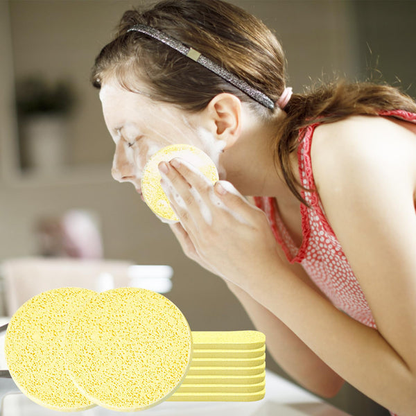 48 Pcs Facial Sponges, Compressed Face Cleansing Sponge Cellulose Face Sponge for Men Women Massage Makeup Removal(Yellow)