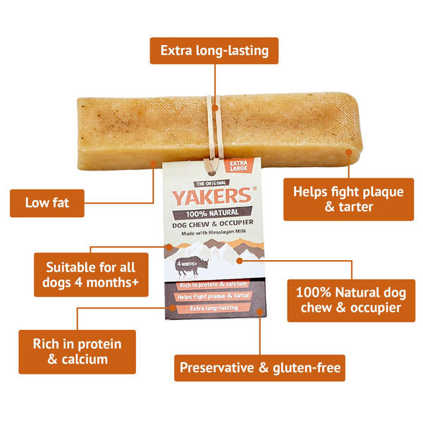 YAKERS Natural Chews for Dogs, Original, Small (Pack of 1) - Natural Dog Treats & Occupier Chews - Dry Himalayan Dog Chew Bar, Durable and Healthy Dog Chew, Natural Dog Chews & Dog Treats
