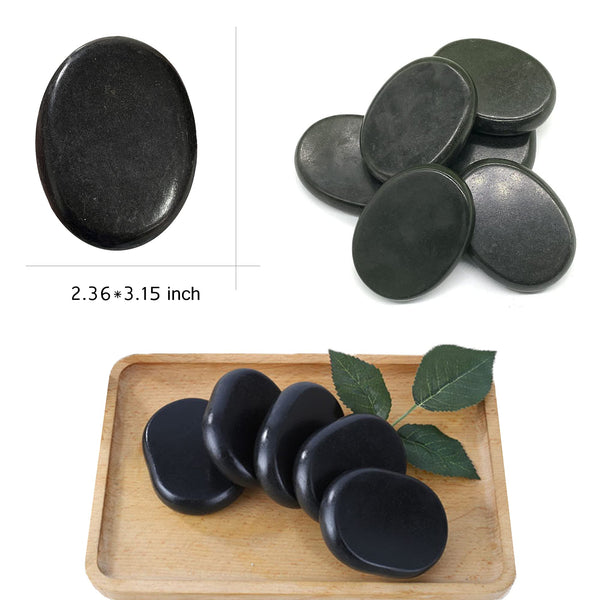 Hot Stones for Massage, 6 Pcs Hot Basalt Stone Massage Hot Rock Stones Set (2.36x3.15in), Heat Stones for Professional or Home Spa, Relaxing, Healing, Pain Relief