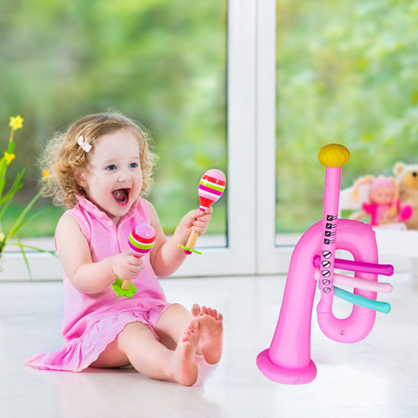 Nereds Inflatable Trumpet Balloon 65cm Inflatable Musical Practicing Instrument Balloon Children's Trumpet Toy for Boys Girls Early Education(Random Color)