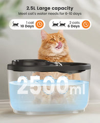 oneisall Cat Water Fountain for Drinking,Ultra Silent 2.5L Cat Water Fountain with Energy Efficient Pump,BPA-Free Water Fountain Cat Bowl,Easy to Clean Pet Water Fountain