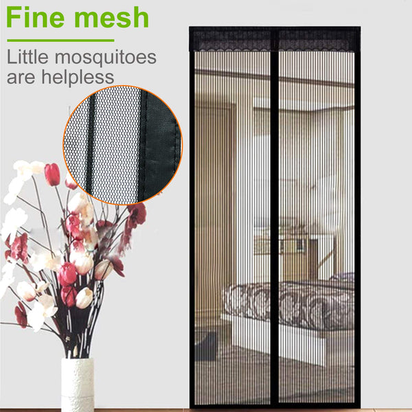 EXTSUD Magnetic Fly Screen Door Keep Insects Out Mosquito Door Screen Easy to Install without Drilling Top-to-Bottom Seal Automatically for Balcony Sliding Living Room Children's Room, 90x210 cm