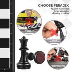 Peradix Chess Board Set Game -Travel Magnetic Chess Piece Set with Chess Folding/Portable Storage Board-Traditional Strategy Game for Kids/Children/Adults