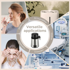 Water Distiller, 4.2L Upgraded Stainless Steel Distilled Water Machine, Distilled Water Maker with LCD Panel & Glass Container, Countertop Water Distiller for Home with Temperature Setting, Silver