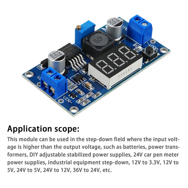 Weewooday 2 Pieces Adjustable LM2596S DC-DC Buck Converter Reduced Voltage Regulator Power Supply Module 36V 24V 12V to 5V 2A Voltage Stabilizer with Digital Voltmeter Display