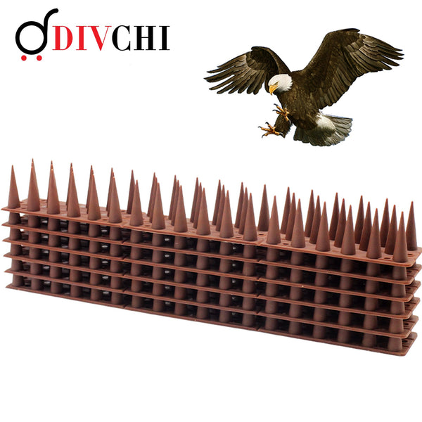 DIVCHI 20 Pcs Bird Spikes for Anti Pigeons And Birds, Fence Wall Spikes Garden Security Anti-Climb Cat Bird Intruder Pest Deterrent, Birds Fence Roof Tall Covers 33.5 x 4.5 x 3.7cm 6.7M (22ft) (Brown)