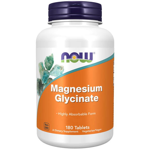 Now Foods, Magnesium Glycinate, 200mg Magnesium, 180 Vegan Tablets, Lab-Tested, Vegetarian, Gluten Free, Soy Free, Non-GMO