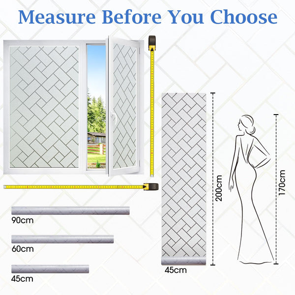 Coavas Window Film Privacy Frosted Glass Film for Windows Static Clings Self-Adhesive Frosting Window Cover Vinyl Blinds Film Anti UV Window Sickers for Home, 45 x 200cm