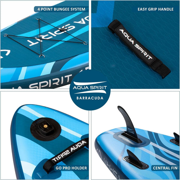 Aqua Spirit Barracuda ISUP/Kayak Inflatable Stand Up Paddle Board 2024 | 10'6x32”x6” | Complete Conversion Kit with Paddle, Backpack and more accessories | Adult Beginner/Expert | 2 Year Warranty