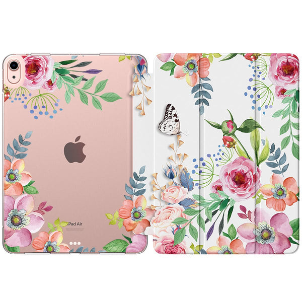 MoKo for iPad Air 11 Inch Case M4/M3/M2 2026/2025/2024, iPad Air 5th/4th Generation 10.9" 2022/2020, Translucent Frosted Soft TPU Back Cover, Slim Protective Cover,Auto Wake/Sleep,Fragrant Flowers
