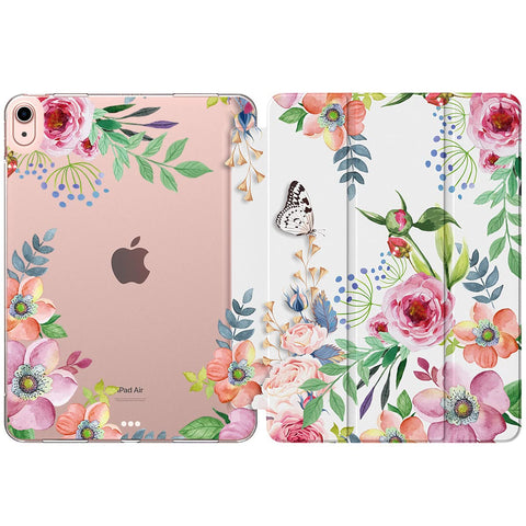 MoKo for iPad Air 11 Inch Case M4/M3/M2 2026/2025/2024, iPad Air 5th/4th Generation 10.9" 2022/2020, Translucent Frosted Soft TPU Back Cover, Slim Protective Cover,Auto Wake/Sleep,Fragrant Flowers