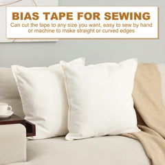 YELARXI Double Fold Bias Tape for Sewing, Quilt Binding Cotton Bias Tape Double Fold 1 Inch 25 Yards Fit for Hemming Seaming DIY Crafts Piping - (Beige)