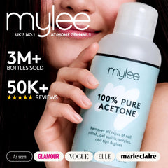 Mylee 100% Pure Acetone (300ml) - Gel Nail Polish Remover – Maximum Strength Professional Soak-Off for UV/LED, Acrylics, Nail Tips & Glue - Made in the UK