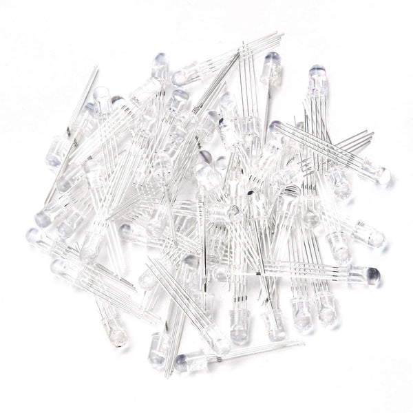 Chanzon 100 pcs 5mm RGB LED Diode Lights Tricolor (Multicolor Red Green Blue 4 pin Common Anode Clear DC 20mA/Color) Super Bright Lighting Bulb Lamps Electronics Components Light Emitting Diodes