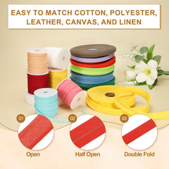 YELARXI Double Fold Bias Tape for Sewing, Quilt Binding Cotton Bias Tape Double Fold 1 Inch 25 Yards Fit for Hemming Seaming DIY Crafts Piping - (Beige)