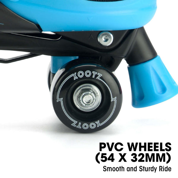 Xootz Kids Quad Skates, Beginner Adjustable Roller Skates Boys, Blue/Black