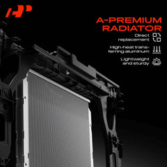 A-Premium Engine Coolant Radiator with Transmission Oil Cooler Compatible with Jeep Wrangler 87-95 97-06, TJ 97-06, 2.4L 2.5L 4.0L 4.2L, Automatic Transmission, Replace# 1682, 52080183AC