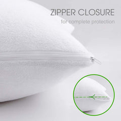 Luxury Terry Towelling Waterproof Zipped pillow protectors, Pair