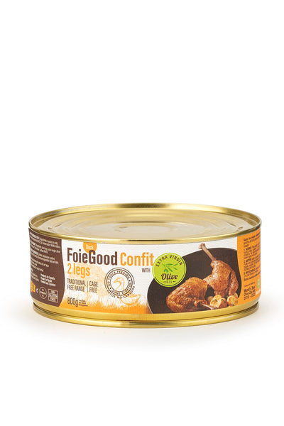 Foie Good, 2 Legs Duck Confit, Ideal for Appetizers, No Forced Feeding, 800 Grams