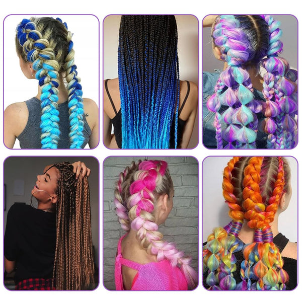 Aomig Braiding Hair Extensions, 1PC Ombre Braiding Hair, Jumbo Braids Hair Extension Synthetic Wig, Fashion Synthetic Braid Hair Extensions for Braiding Twist Braids Hair for Women