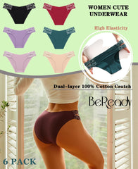 BeReady Seamless Knickers for Women Sexy Lace Seamless Underwear for Women High Cut V-waist No Show Ladies Briefs Panties Multipack