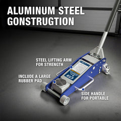 TCE 3 Ton Low Profile Trolley Jack, Aluminium & Steel Hydraulic Car Jack with Dual Piston Quick Lift Pump, Lifting Range 100-465 mm, Heavy Duty Floor Jack for Cars, SUVs & Low Clearance Vehicles