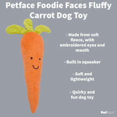 Petface Foodie Faces Fluffy Carrot Dog Toy