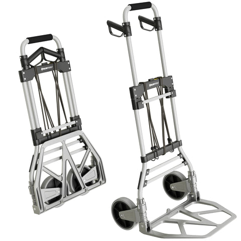 ATHLON TOOLS Aluminium Foldable Hand cart - Smooth-Running Wheels with Soft treads - incl. 2 Expanding Cords (Hand truck heavy)